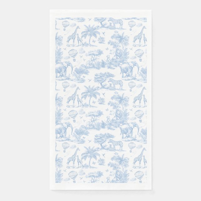 All Blue Toile Safari Animal Baby Boy Dusche Serviette (Vorderseite)