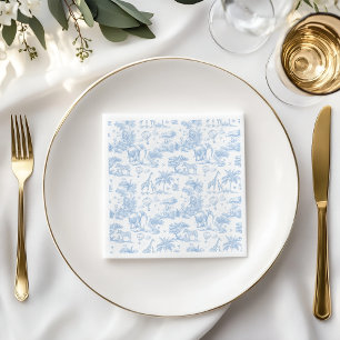 All Blue Toile Safari Animal Baby Boy Dusche Serviette