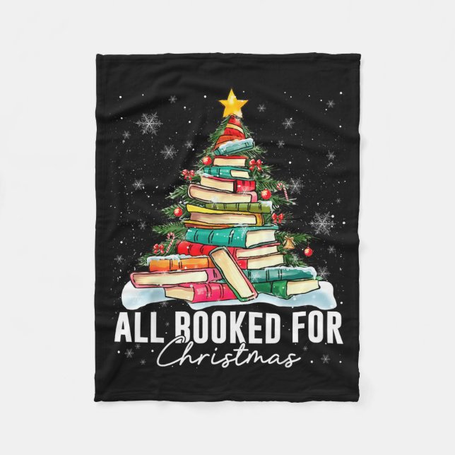 All Booked For Christmas Book Christmas Tree Light Fleecedecke (Vorderseite)