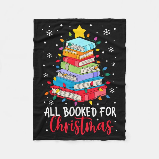 All Booked For Christmas Book Christmas Tree Light Fleecedecke (Vorderseite)