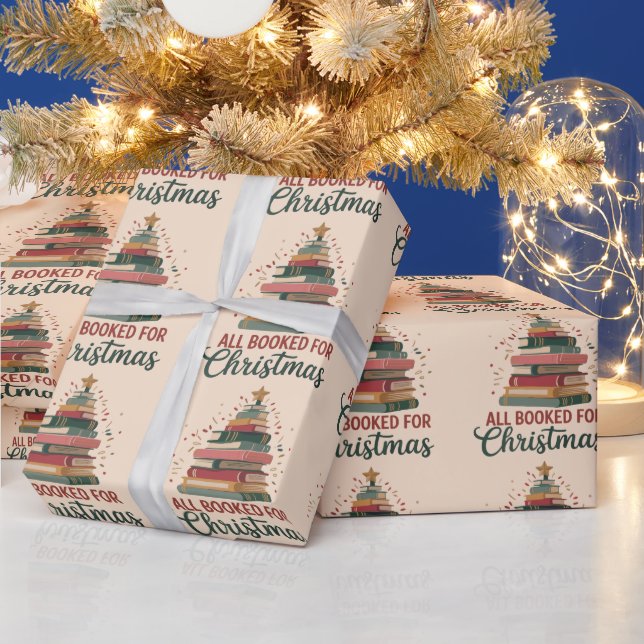 All Booked for Christmas Book Tree Xmas Teacher  Geschenkpapier (Feiertage)