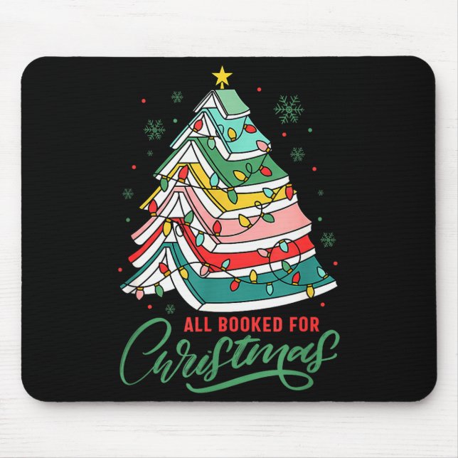 All Booked For Christmas Book Xmas Tree Lights Rea Mousepad (Vorne)