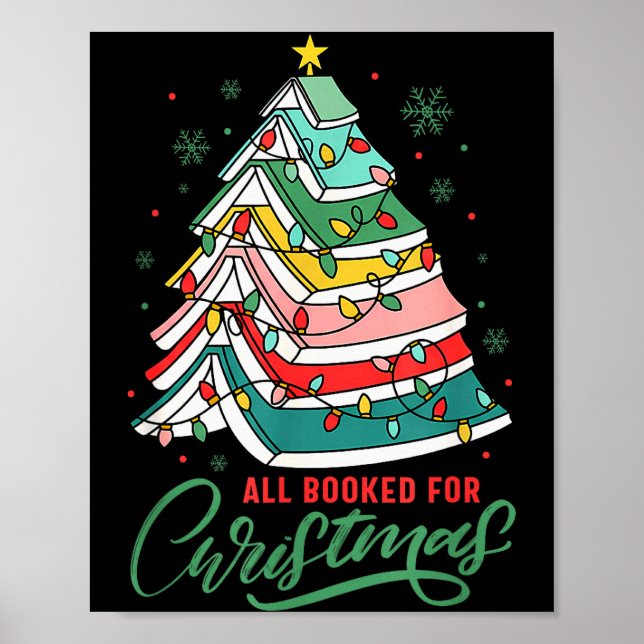 All Booked For Christmas Book Xmas Tree Lights Rea Poster (Vorne)