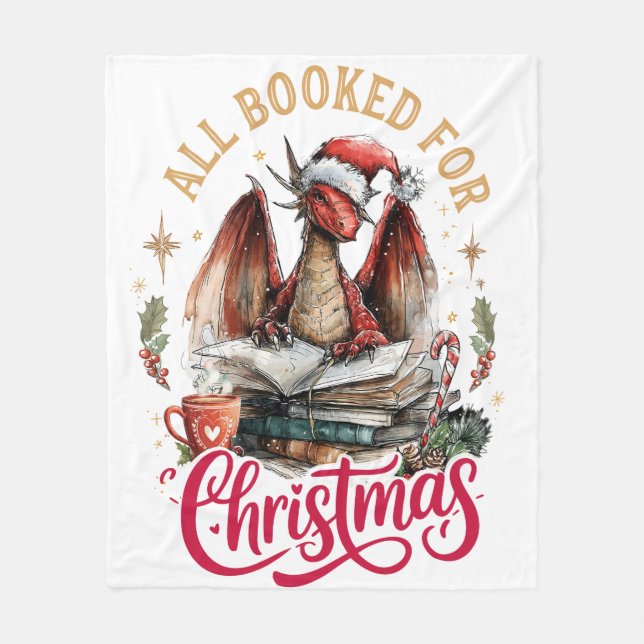 All Booked for Christmas Dragon  Fleecedecke (Vorderseite)