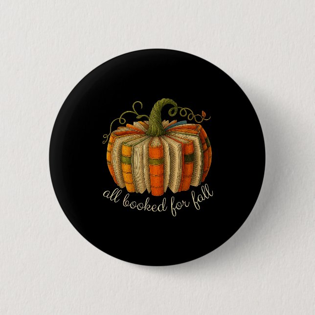 All Booked For Fall Book Pumpkin Reading Halloween Button (Vorderseite)