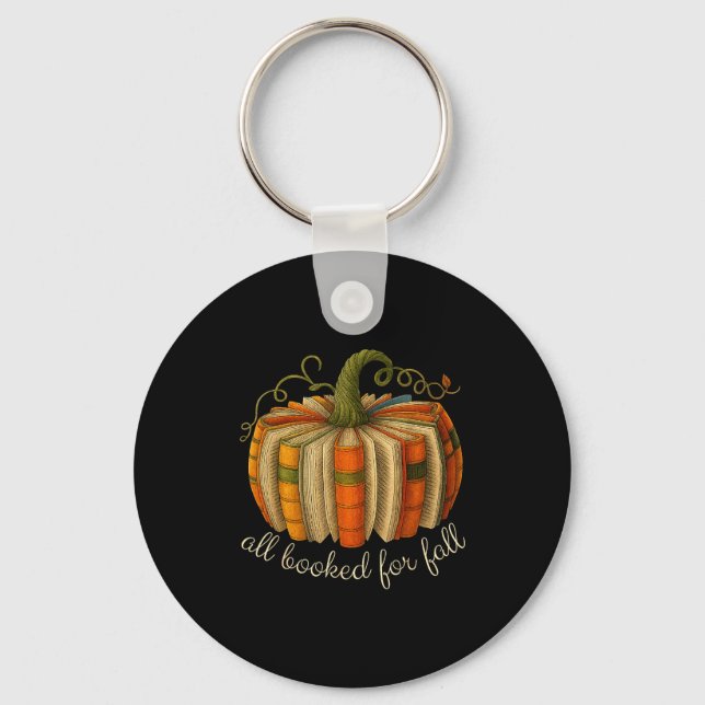 All Booked For Fall Book Pumpkin Reading Halloween Schlüsselanhänger (Vorderseite)