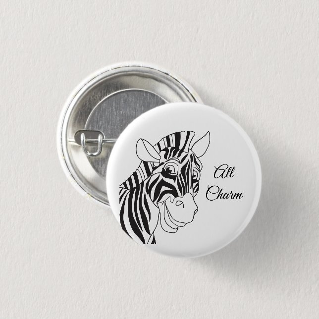 "All Charm" Lieblicher Zebra Black & White Trendy Button (Vorne & Hinten)