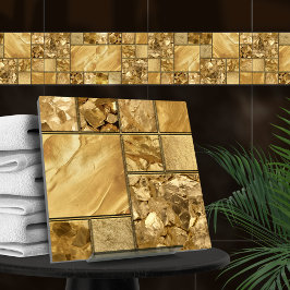 All das Gold - geometrisches Mosaikmuster N2 Fliese