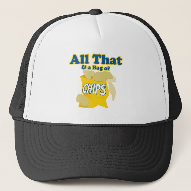 All das und eine Tasche Chips Truckerkappe (Vorderseite)
