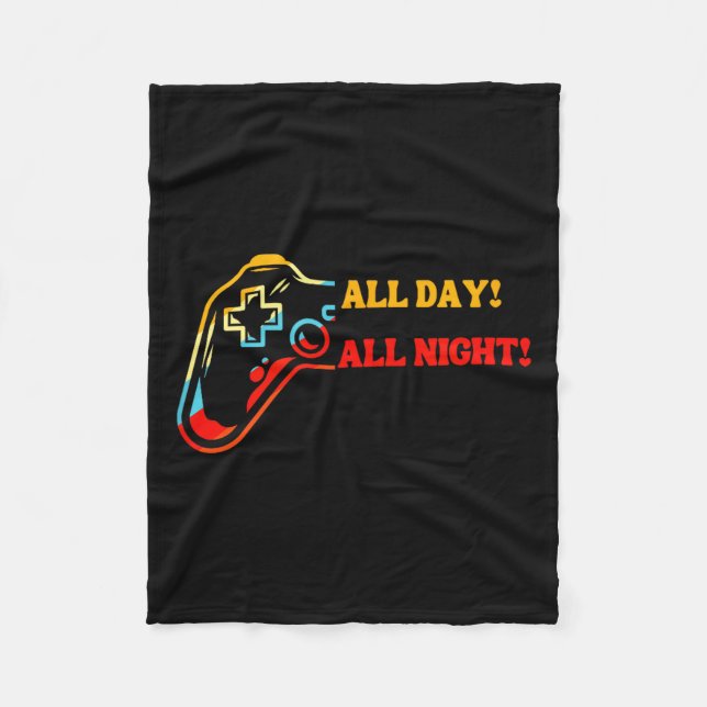 All Day-all Night Gamer Tee – Funny Gift For Conso Fleecedecke (Vorderseite)