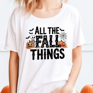 All die Herbstlichen Dinge Halloween Skelett Kürbi Tri-Blend Shirt