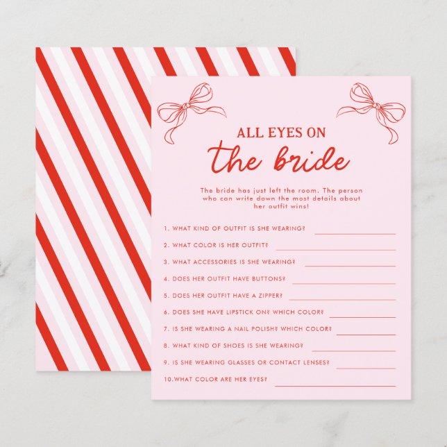 All Eyes on the Bride Christmas Bridal Shower Game (Vorne/Hinten)