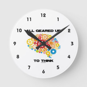 All Geared Up To Think (Gears Brain) Runde Wanduhr