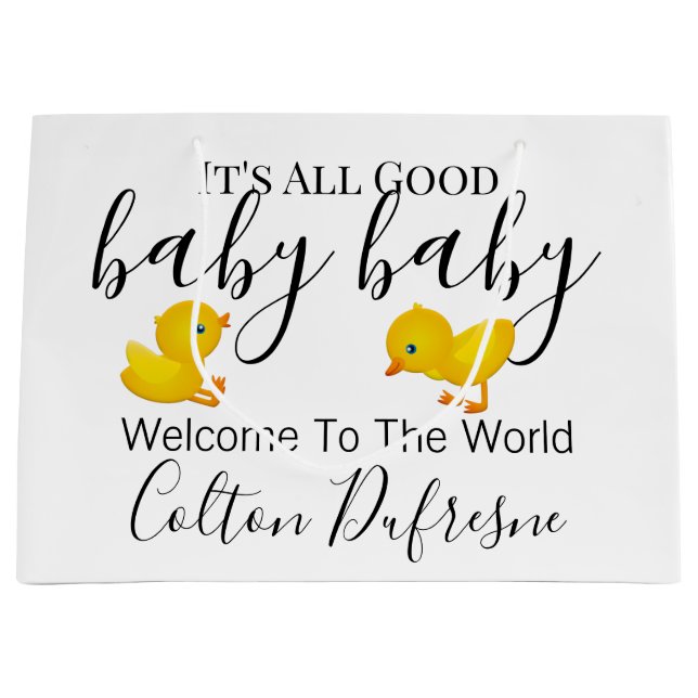 "All Good Baby Baby" Personalisiert Baby Große Geschenktüte (Vorderseite)