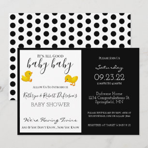 "All Good Baby Baby" Twins Baby shower Invitation