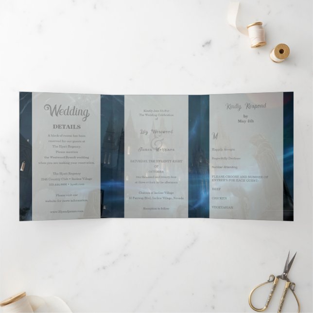 All Hallows Eve Wedding Dreifach Gefaltete Einladung (Innenseite)