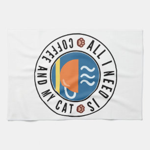 All I Need Is Coffee And My Cat Geschirrtuch