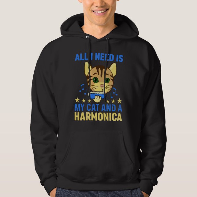 All I Need Is My Cat And A Harmonica Harmonicist & Hoodie (Vorderseite)