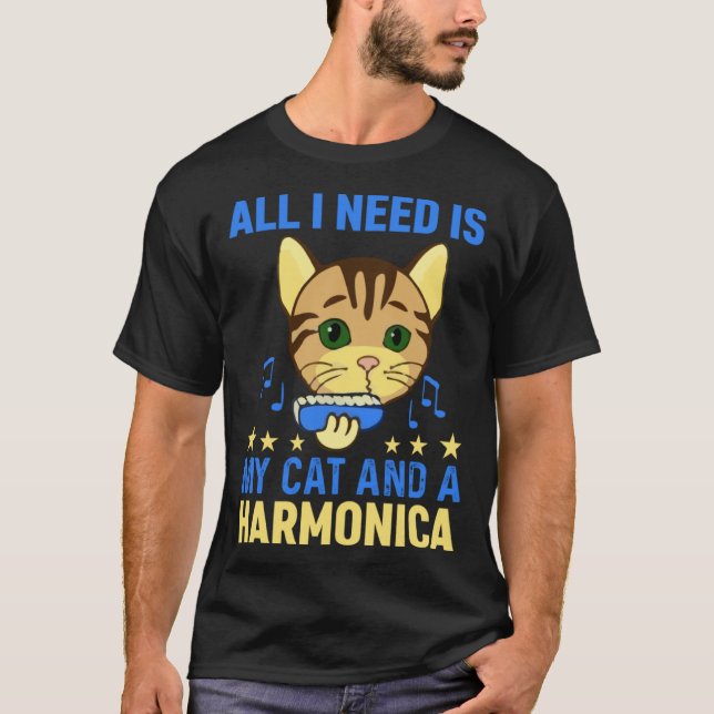 All I Need Is My Cat And A Harmonica Harmonicist & T-Shirt (Vorderseite)