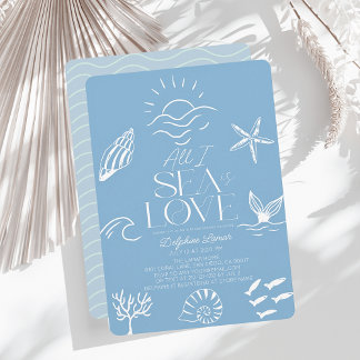 All I Sea is Love Blue Coastal Bridal Shower Einladung
