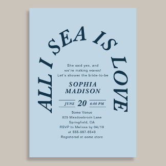 All I Sea Is Love Coastal Bridal Shower Blue Einladung