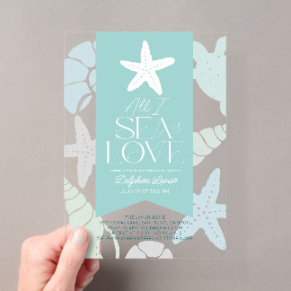 All I Sea is Love Starfish Bridal Shower Acryleinladungen