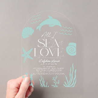 All I Sea is Love Turqouise Dolphin Bridal Shower Acryleinladungen