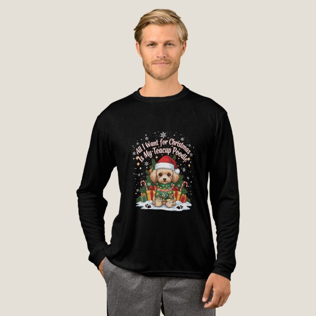 All I Want for Christmas Is My Teacup Poodle Tri-Blend Shirt (Volle Vorderseite)