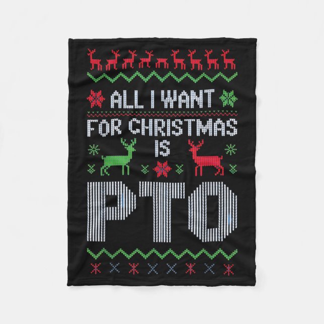 All I Want For Christmas Is Pto Funny Work Office  Fleecedecke (Vorderseite)