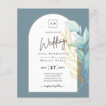 All-in-1 Meer Glas Aqua Grün Gold Blätter Hochzeit