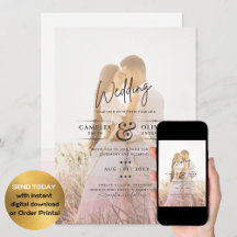 All-in-1 Rosa Ombre Foto Overlay HochzeitQR-Code