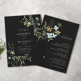 All in einer delikaten Wildblume Black Boho Weddin Einladung