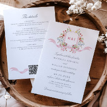All In One Aquarell Regency Wappen QR Hochzeit