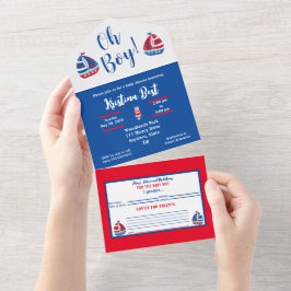 All in One Baby Dusche Boy Nautical Invasion Einladung