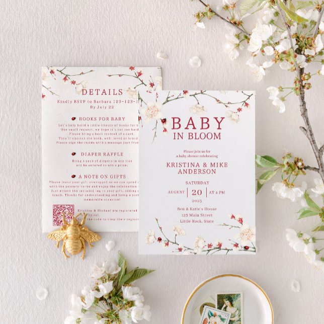 All in One Baby in Bloom QR Code Douche Invitation (Créateur téléchargé)