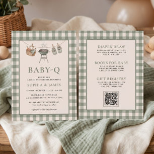 All in One Baby Q Hellgrün kariert Grill Stiefelch Einladung