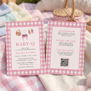 All In One Baby Q Rosa Gingham Grill Einladung