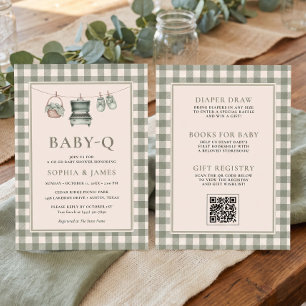 All In One Baby Q Sage Gingham Wäscheleine Grill Einladung