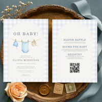 All in One Blau kariert Baby Shower