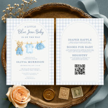 All in One Blue Jean Baby Teddy Bär Baby Shower Ei