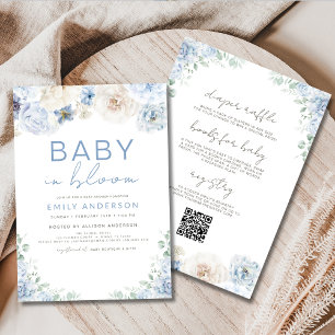 All in One Boy Blue Baby in Bloom Baby Shower Einladung