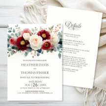All in One Burgundy and White Floral Wedding