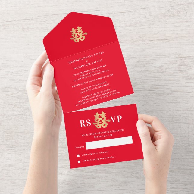 All in one Chinese Wedding Invite 001 Einladung (Abreißen)
