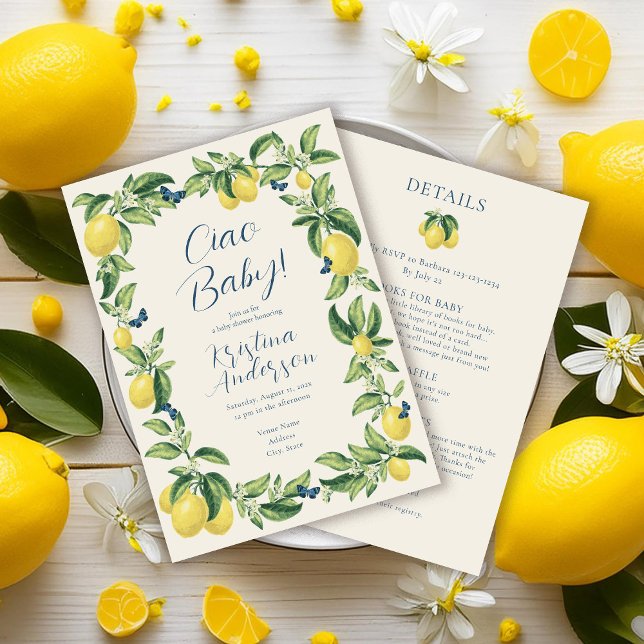 All in One Ciao Baby Lemon Butterfly Babydusche Einladung (Von Creator hochgeladen)