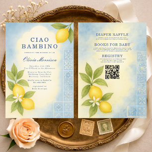 All in One Ciao Bambino QR Code Babyparty Einladung