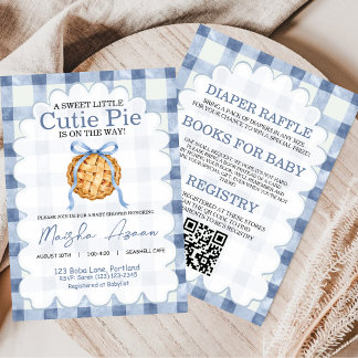 All In One Cutie Pie Bow Gingham Herbst-Baby-Party Einladung