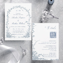 All in One Dusty Blue Floral Garden Wedding Arch  Einladung