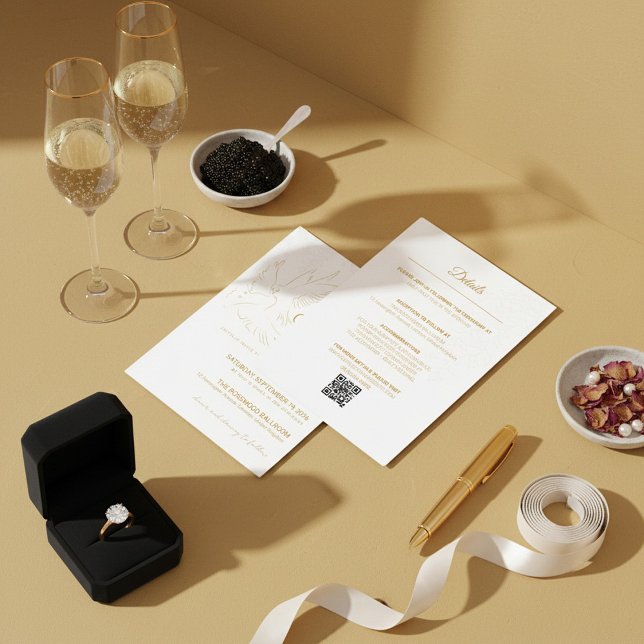 All in One Elegant Gold Dove Wedding Invitation (Créateur téléchargé)