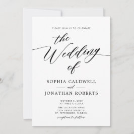 All in one Elegante Black Calligraphy Wedding Einladung