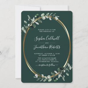 All in one Eukalyptus Gold Emerald Green Wedding Einladung